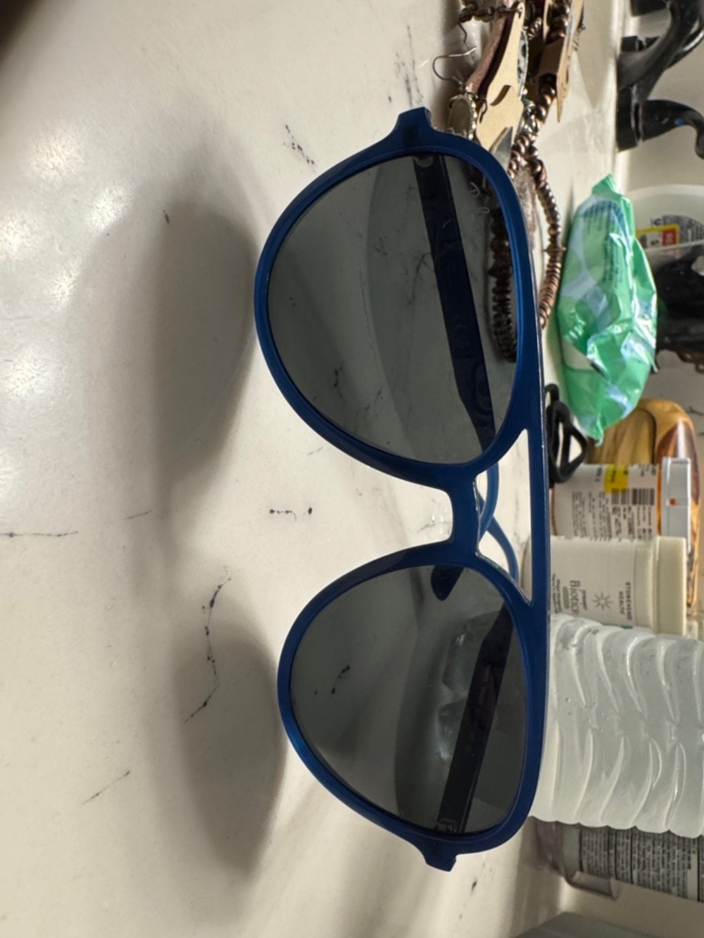 Ray ban knock off Blue Round Frame Sunglasses - Dark Lenses